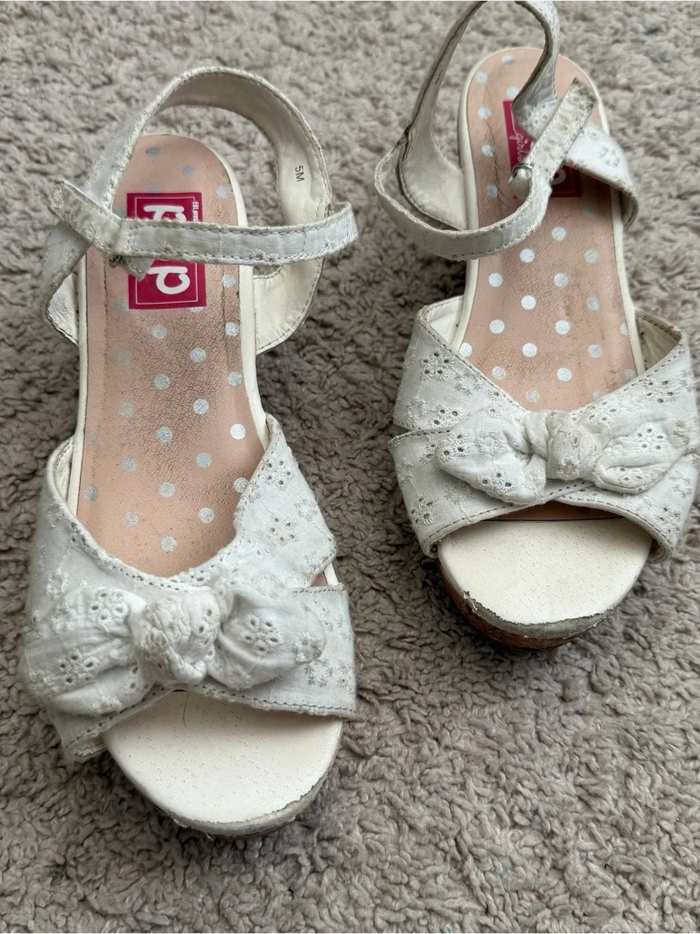 pop White Bow Dress Wedges for Kids